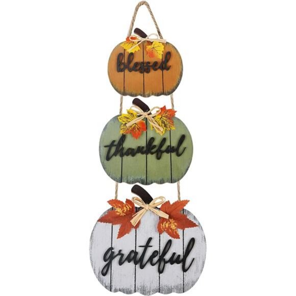 Fall Decorations for Home Blessed Grateful Thankful Door Sign Fall Decor - Picture 1 of 8